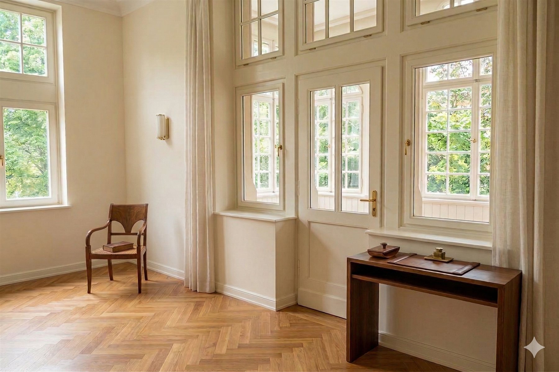 Visualisierung einer Loggia und Wohnsituation im Schloss Lenoir